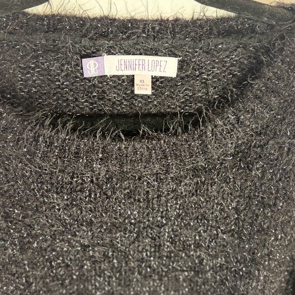Jennifer Lopez Black Fuzzy Sweater - Picture 2 of 3